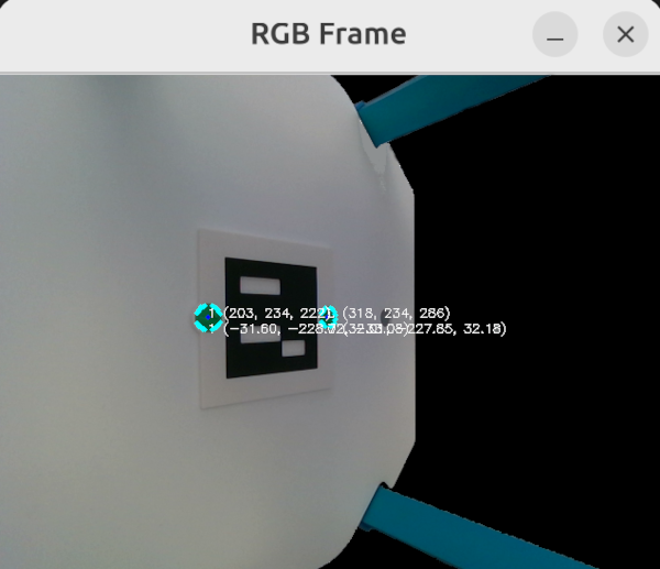The _RGB Frame_ window with the result of the green markers tracking.